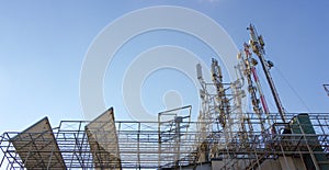 Three mobile phone communication tower transmission signal