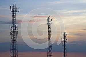 Three mobile phone communication tower transmission signal lea