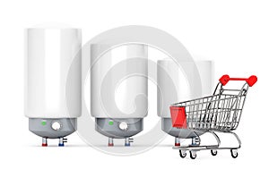 Three Modern Automatic Water Heaters with Shopping Cart photo