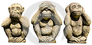 Three monkeys statues