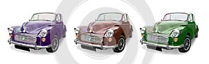 Three Morris Minor cars photo