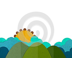 Three mountain and sun set.