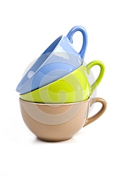 Three mugs isolated on white