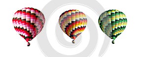 Three multi-colored balloons