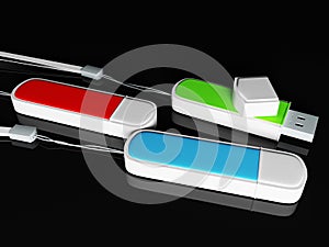 Three multi-colored flashes