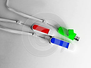 Three multi-colored flashes