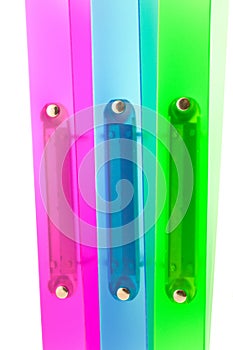 Three multicolored folders