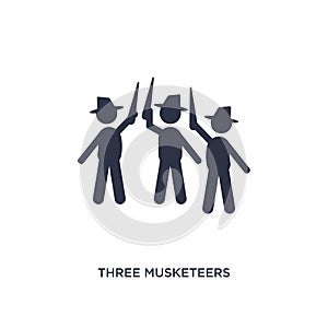 three musketeers icon on white background. Simple element illustration from literature concept