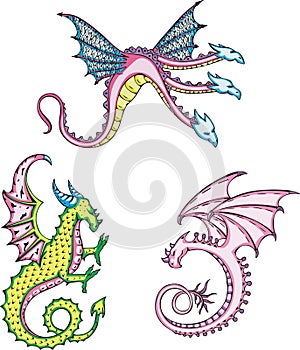 Three mythic dragons