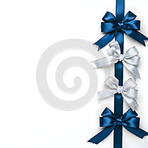 Three Navy Blue and Three Silver Ribbon Bows - AI Generated