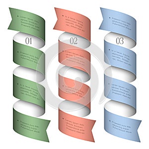 Three numbered ribbons-banners
