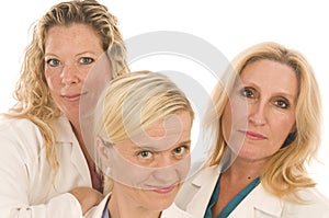 Three nurses medical females with happy expression