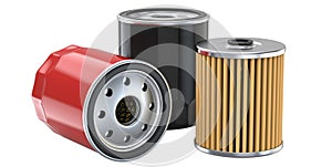 Three oil filter, 3d illustration