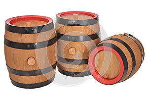 Three old beer barrels