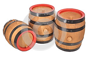 Three old beer barrels