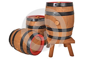 Three old beer barrels