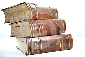 Three old books in leather covers