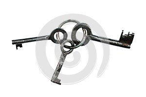 Three old keys on a bunch