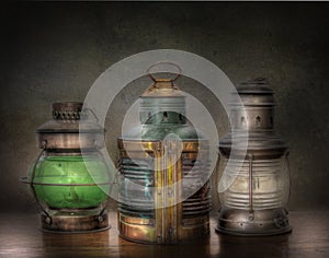 Three Old Oil Lanterns