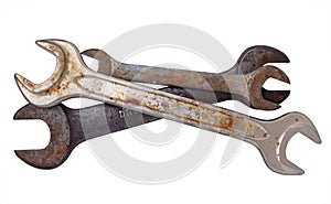 Three Old, Rusted and Dirty Crescent Wrenches