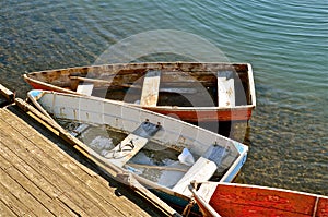 Wooden old row boats