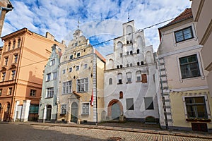 The three oldest medieval houses, called the three brothers, Riga, Latvia photo