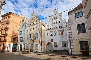 The three oldest medieval houses, called the three brothers, Riga, Latvia