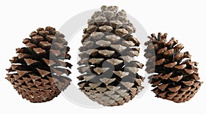 Three open pinus pinaster pine cones