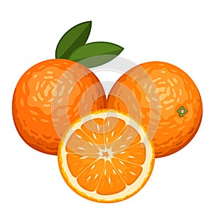 Three oranges isolated on white.