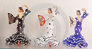 Three ornamental female flamenco dancers