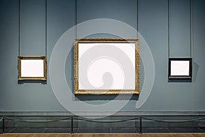 Three Ornate Picture Frames Art Gallery Museum Exhibit Blank White Isolated