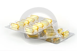Three packs of gel capsules in blister