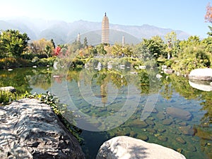 Three pagodas Dali, China