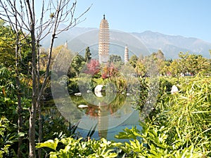 Three pagodas Dali, China