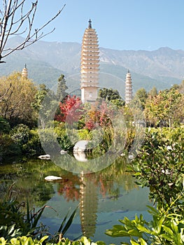 Three pagodas Dali, China
