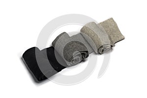 Three pair of socks isolated on a white background