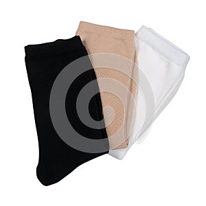 Three pairs of female socks isolated