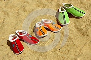 Three pairs of shoes for the beach