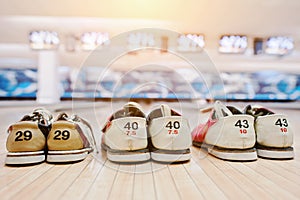 Three pairs of shoes for bowling