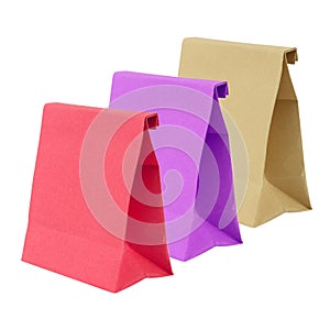 Three paper bag isolated on white background