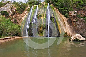 Three parallel streams of water