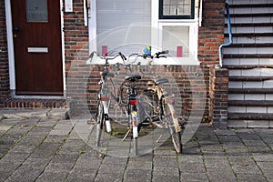 three parked bicycles