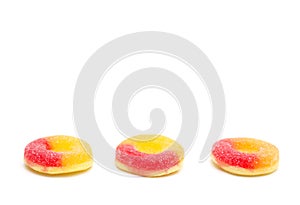 Peach Gummies on a White Background