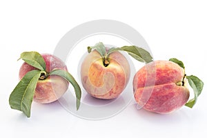 Three Peaches Isolated on White Background