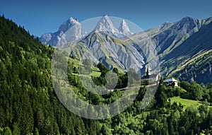 Three peaks Aiguilles d'Arves in French Alps, France.