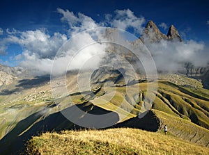 Three peaks Aiguilles d'Arves in French Alps, France.