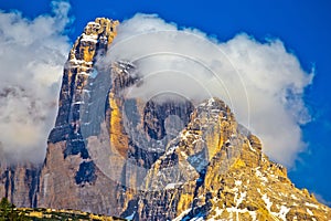 Three peaks of Lavaredo in Dolomites Apls view