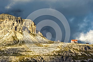 Three peaks. National Park Tre Cime di Lavaredo. Dolomites, South Tyrol, Italy