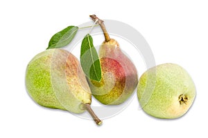 Three pear Bartlett on a light background