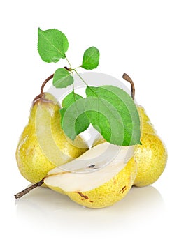 Three pears with leaves